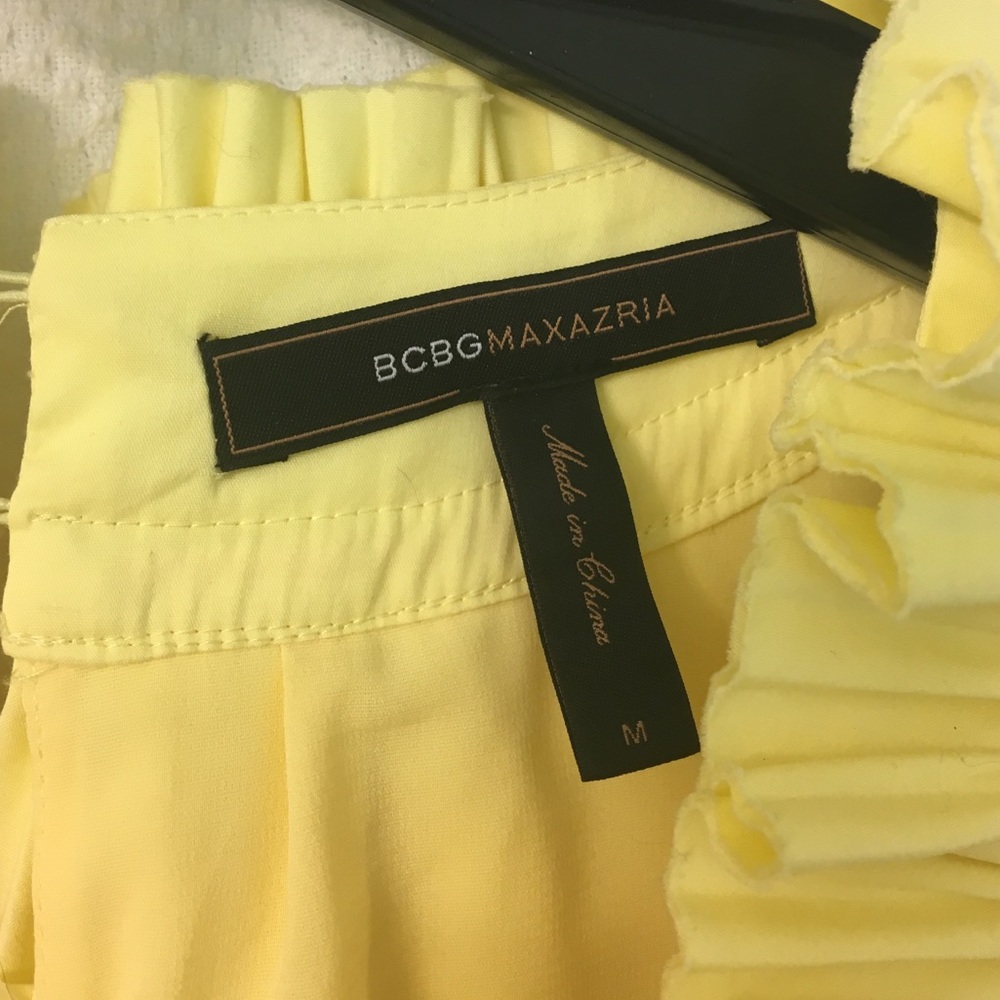 BCBGMaxAzria yellow ruffle dress - Picture 3 of 5